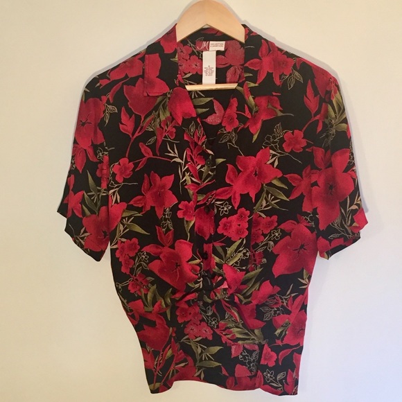 Vintage Boxy Fit 90s Floral Button Up Short sleeve - Picture 2 of 8